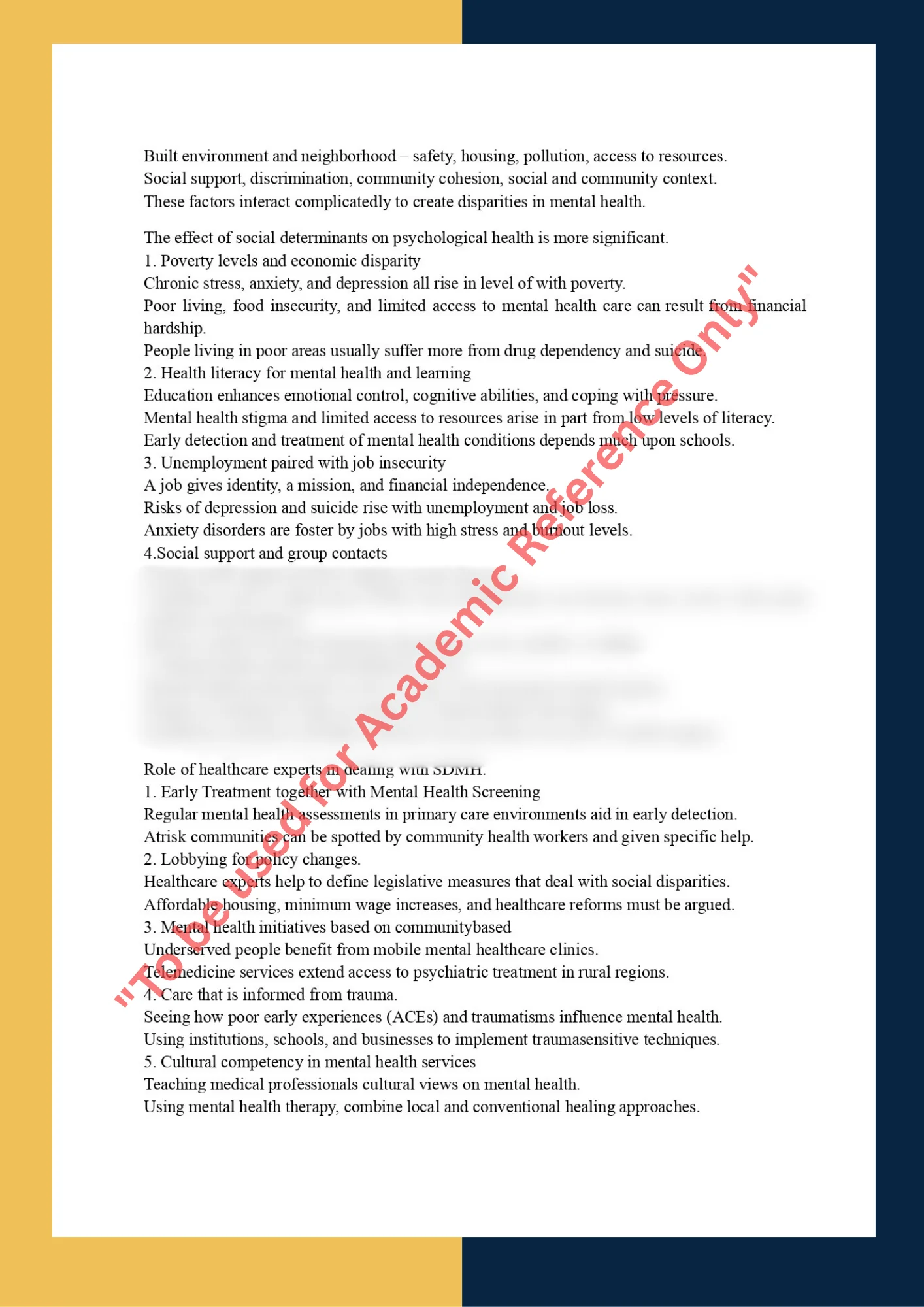 Assignment Sample On Subject MHN 501 – Mental Health and Psychiatric Nursing 1
